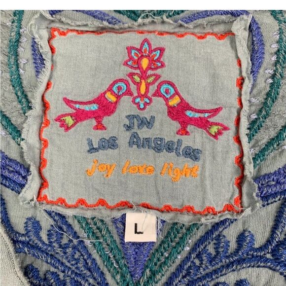 Johnny Was JW Los Angeles Embroidered Blue Ombré Cotton Tunic/Dress Women's SZ L - Picture 6 of 7